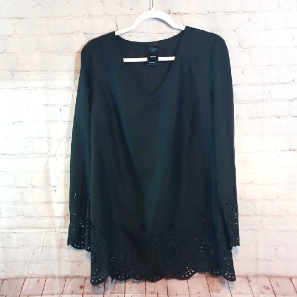 Vintage Beachy Catalina Black Feminine  Light Silohuette  Look Coverup Top M